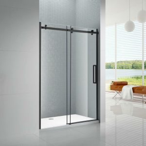 black tempered glass sliding shower door