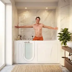 ShaK 36″ x 72″ Acrylic Large Walk-In Tub with Outward Swing Door & Dual Drain Technology