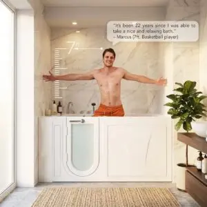 ShaK 36″ x 72″ Acrylic Large Walk-In Tub with Outward Swing Door & Dual Drain Technology