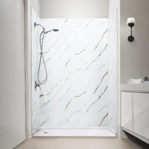 Calacatta Gold, Acrylic 3-Panel Shower Wall Kit Surround 40″ x 60″ x 98″