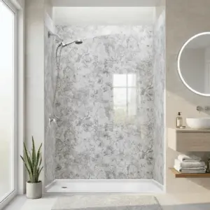 Glacier Grey, Acrylic 3-Panel Shower Wall Kit Surround 40″ x 60″ x 105″