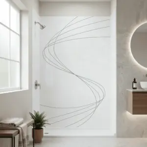 EllaWave Machine Designed Acrylic, 3-Panel Shower Wall Kit 40″x60″x98″