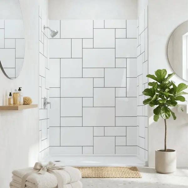 QuadQuilt Machine Designed Acrylic, 3-Panel Shower Wall Kit 40″x60″x98″