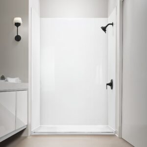 Solid White Glossy Acrylic, 3-Panel Shower Wall Kit Surround 40″x60″x98″
