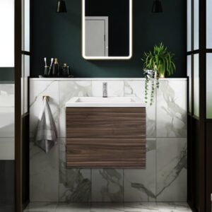 25″x19″ Dark Walnut – Air Floating Modern Bathroom Vanity With Cultured Marble Top