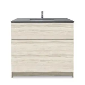White Oak – Element Standing 36″ Modern Bathroom Vanity with Quartz Top Undermount Sink