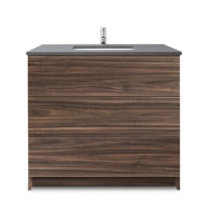 Dark Walnut – Element Standing 36″ Modern Bathroom Vanity with Quartz Top Undermount Sink