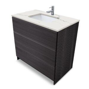 Ebony – Element Standing 36″ Modern Bathroom Vanity with Quartz Top Undermount Sink