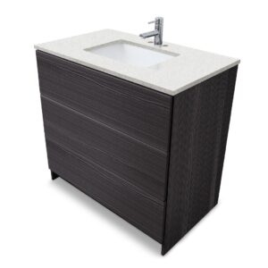 Ebony – Element Standing 36″ Modern Bathroom Vanity with Quartz Top Undermount Sink