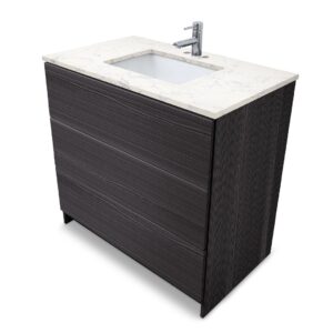 Ebony – Element Standing 36″ Modern Bathroom Vanity with Quartz Top Undermount Sink