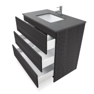 Ebony – Element Standing 36″ Modern Bathroom Vanity with Quartz Top Undermount Sink