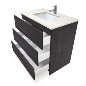 Ebony – Element Standing 36″ Modern Bathroom Vanity with Quartz Top Undermount Sink