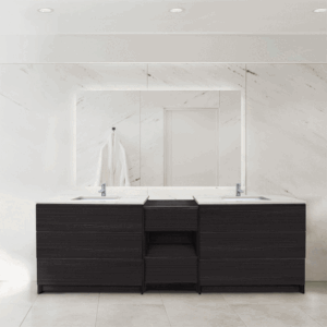 Dark Walnut – Element Standing 92″ and 102″ Modern Bathroom Vanity with Quartz Top Combo