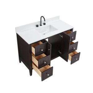 Espresso – Lille Modern Bathroom Vanity with Solid White Quartz Top