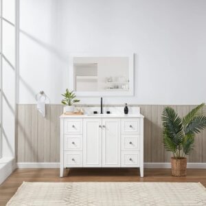 White – Lille Modern Bathroom Vanity with Solid White Quartz Top