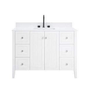 White – Lille Modern Bathroom Vanity with Solid White Quartz Top