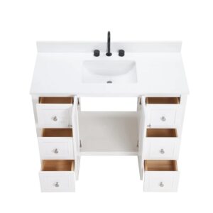 White – Lille Modern Bathroom Vanity with Solid White Quartz Top