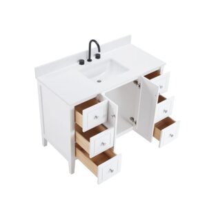 White – Lille Modern Bathroom Vanity with Solid White Quartz Top