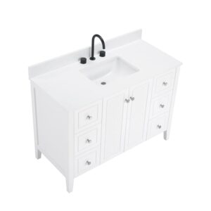 White – Lille Modern Bathroom Vanity with Solid White Quartz Top