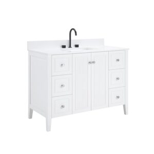 White – Lille Modern Bathroom Vanity with Solid White Quartz Top