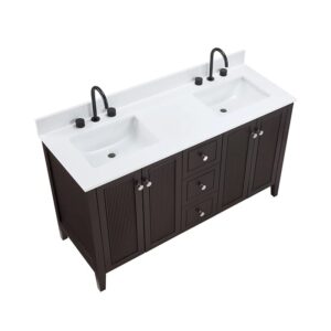 Espresso – Lille Modern Bathroom Vanity with Solid White Quartz Top
