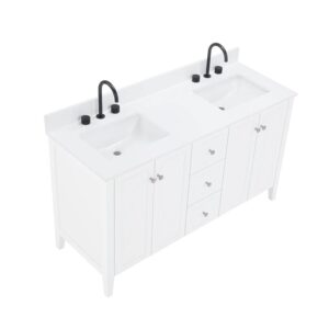 White – Lille Modern Bathroom Vanity with Solid White Quartz Top