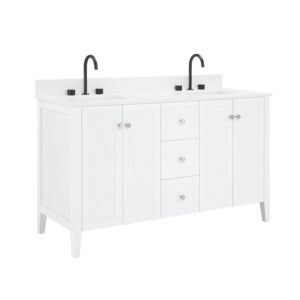 White – Lille Modern Bathroom Vanity with Solid White Quartz Top