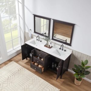 Espresso – Lille Modern Bathroom Vanity with Solid White Quartz Top