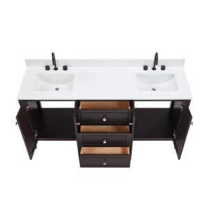 Espresso – Lille Modern Bathroom Vanity with Solid White Quartz Top