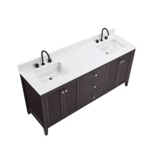 Espresso – Lille Modern Bathroom Vanity with Solid White Quartz Top