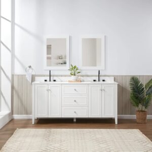 White – Lille Modern Bathroom Vanity with Solid White Quartz Top