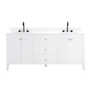 White – Lille Modern Bathroom Vanity with Solid White Quartz Top