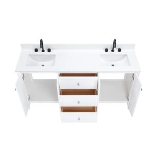White – Lille Modern Bathroom Vanity with Solid White Quartz Top