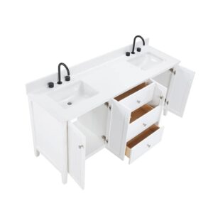 White – Lille Modern Bathroom Vanity with Solid White Quartz Top