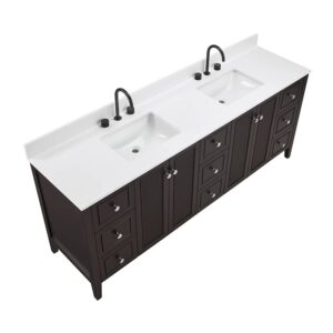 Espresso – Lille Modern Bathroom Vanity with Solid White Quartz Top
