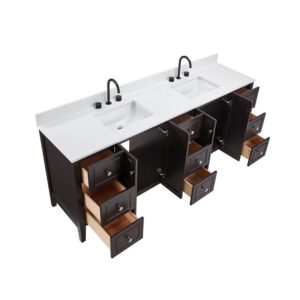 Espresso – Lille Modern Bathroom Vanity with Solid White Quartz Top