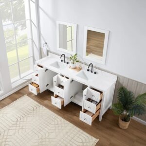 White – Lille Modern Bathroom Vanity with Solid White Quartz Top