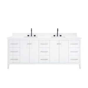 White – Florence Modern Standing Bathroom Vanity with Solid White Quartz Top