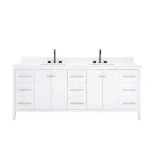 White – Florence Modern Standing Bathroom Vanity with Solid White Quartz Top