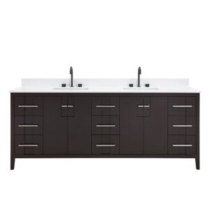 Espresso – Florence Modern Standing Bathroom Vanity with Solid White Quartz Top