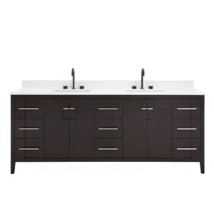 Espresso – Florence Modern Standing Bathroom Vanity with Solid White Quartz Top