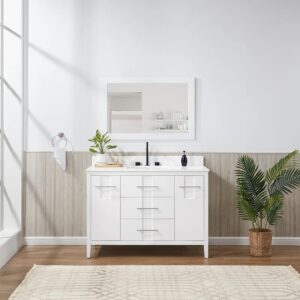 White – Florence Modern Standing Bathroom Vanity with Solid White Quartz Top