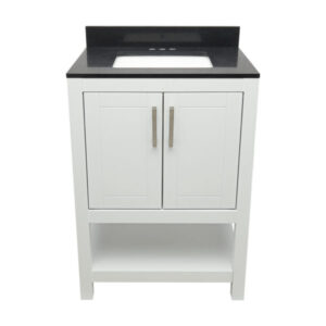White – Tremblant Bathroom Vanity Cabinet with Top – with Cultured Marble or Quartz Stone Top