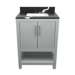 Gray – Tremblant Bathroom Vanity Cabinet with Top – with Cultured Marble or Quartz Stone Top