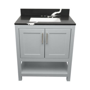 Gray – Tremblant Bathroom Vanity Cabinet with Top – with Cultured Marble or Quartz Stone Top