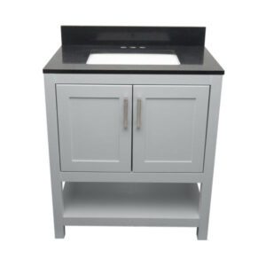 Gray – Tremblant Bathroom Vanity Cabinet with Top – with Cultured Marble or Quartz Stone Top