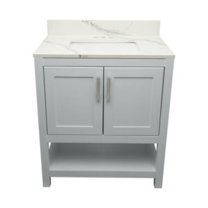 Gray – Tremblant Bathroom Vanity Cabinet with Top – with Cultured Marble or Quartz Stone Top
