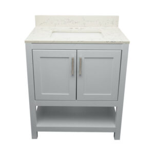 Gray – Tremblant Bathroom Vanity Cabinet with Top – with Cultured Marble or Quartz Stone Top