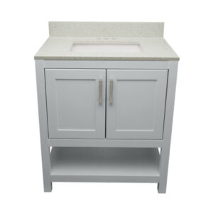 Gray – Tremblant Bathroom Vanity Cabinet with Top – with Cultured Marble or Quartz Stone Top