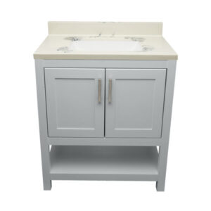 Gray – Tremblant Bathroom Vanity Cabinet with Top – with Cultured Marble or Quartz Stone Top